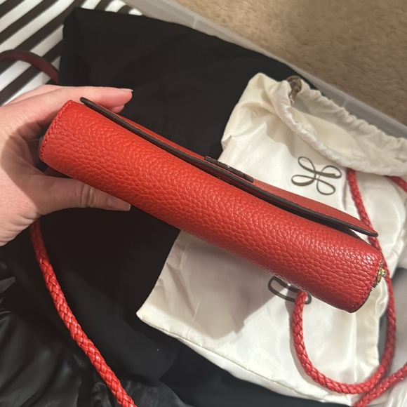 Tory Burch Taylor flat wallet crossbody poppy orange NWT’s - Picture 4 of 6